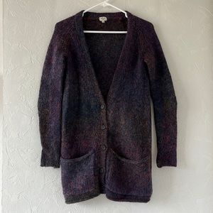 Aritzia multicolour mohair wool alpaca blend long cardigan size xs